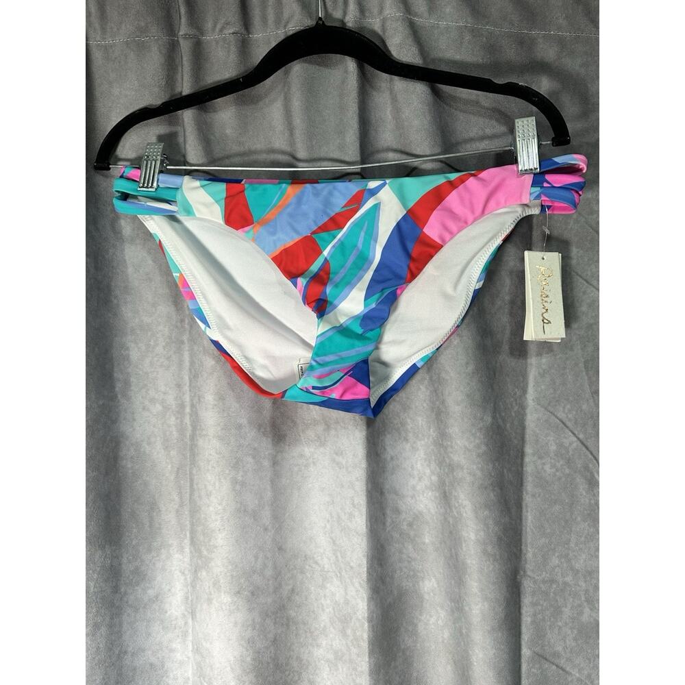 Rasisins Womens White Triple Side Tie Dye Hipster Bikini Bottom SZ L